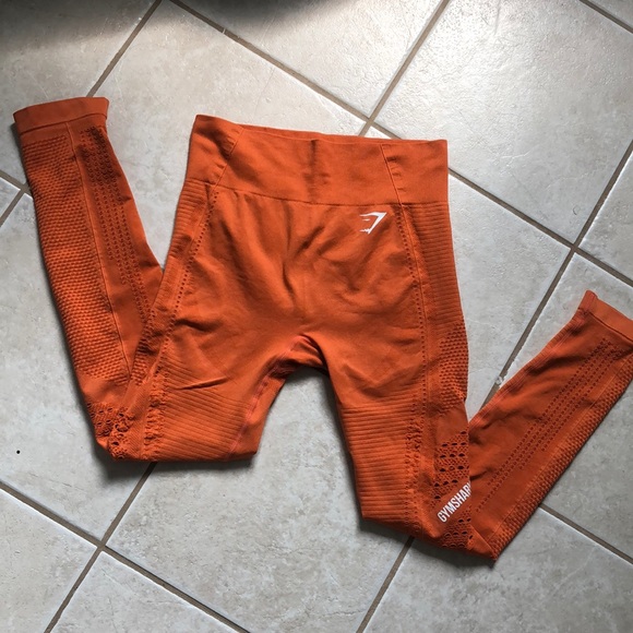 Gymshark flawless knit leggings size medium in orange - Picture 1 of 5